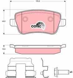 TRW Sada brzdových platničiek kotúčovej brzdy TRW GDB1637 (GDB1637)