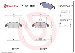 BREMBO Sada brzdových platničiek kotúčovej brzdy BREMBO P 85 098 (P 85 098)