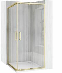 Rea Cabina de dus patrata cu usi glisante auriu periat Rea City 80x80 cm si cadita alba (KPL-K6444)