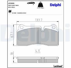 DELPHI Sada brzdových platničiek kotúčovej brzdy DELPHI LP3595 (LP3595)