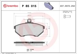 BREMBO Sada brzdových platničiek kotúčovej brzdy BREMBO P 85 015 (P 85 015)