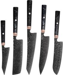 HARAHU Set de cuțite de bucătărie din oțel damasc RY-39269 - Negru / 5buc KP39269