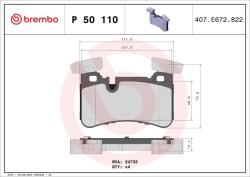 BREMBO Sada brzdových platničiek kotúčovej brzdy BREMBO P 50 110 (P 50 110)
