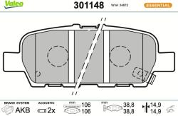 VALEO Sada brzdových platničiek kotúčovej brzdy VALEO 301148 (301148)