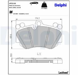 DELPHI Sada brzdových platničiek kotúčovej brzdy DELPHI LP2116 (LP2116)