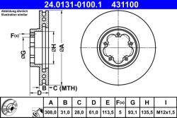 ATE Brzdový kotúč ATE 24.0131-0100.1 (24.0131-0100.1)
