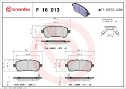 BREMBO Sada brzdových platničiek kotúčovej brzdy BREMBO P 16 013 (P 16 013)