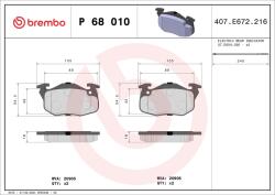 BREMBO Sada brzdových platničiek kotúčovej brzdy BREMBO P 68 010 (P 68 010)