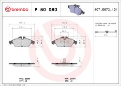 BREMBO Sada brzdových platničiek kotúčovej brzdy BREMBO P 50 080 (P 50 080)