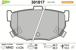 VALEO Sada brzdových platničiek kotúčovej brzdy VALEO 301817 (301817)