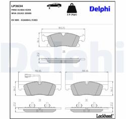 DELPHI Sada brzdových platničiek kotúčovej brzdy DELPHI LP3634 (LP3634)