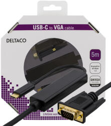 Deltaco USBC-1089-K video átalakító kábel 5 M USB C-típus VGA (D-Sub) Fekete (USBC-1089-K)