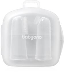 BabyOno Silicone Toothbrush ujjra húzható fogkefe gyermekeknek tokkal 0m+ 2 db