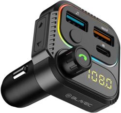Blavec FM Transmitter Flash TR-01 MP3, Bluetooth - 2xUSB + Type C - PD 36W QC3.0 18W (TFMFTR01-B) fekete