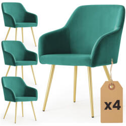 AKORD ESTELLE Tapicerowane Krzesło Welur Butelkowa Zeleń Złote Nogi (4xESTELLE-BGG)