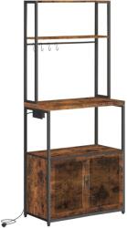 VASAGLE Konyhai polc beépített elosztóval, 40 x 60 x 170 cm, rusztikus barna és fekete (KKS058K02)