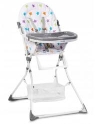 RicoKids asztali szék gyerekeknek, strapabíró fémvázas, levehető tálcás, könnyen karbantartható, 5 pontos biztonsági övek, fehér mintás, 98 x 57 cm