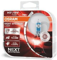  2 db-os Osram H7 12V 55W PX26d Night Breaker Laser halogén autóizzó készlet +150%