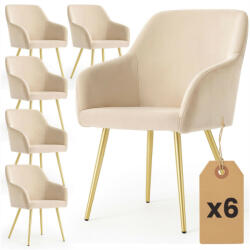 AKORD Estelle tapicerowane szék welur bézs arany lábakkal 6 db-os szett (6xESTELLE-BEG)