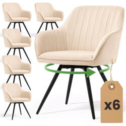 AKORD TURNO Forgószék Welúr Bézs Fekete Lábak 6 db-os Szett (6xTURNO-BEB)