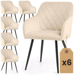 AKORD VELTO tapicerowane welurowe szék rombusz steppelt mintával bézs fekete lábakkal 6 db (6xVELTO-BEB)