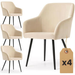 AKORD ESTELLE Tapicerowane Szék Welur Bézs Fekete Lábakkal 4 db (4xESTELLE-BEB)