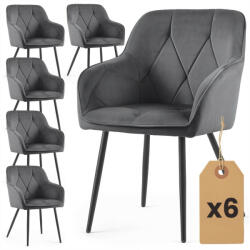 AKORD DIAMANTE kárpitozott szék welur sötétszürke fekete lábakkal 6 db-os szett (6xDIAMANTE-DGB)