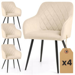 AKORD VELTO tapicerowane krzesło welur bézs rombusz pikowany fekete lábak 4 db-os szett (4xVELTO-BEB)