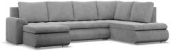 GreenSite Tokio U sarokkanapé, 3 ágyneműtartóval, kordbársony, jobboldali, szürke