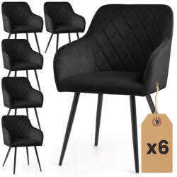 AKORD VELTO Kárpitozott Szék Fekete Bársony Rombusz Steppelt Fekete Lábak 6 db (6xVELTO-BLB)