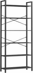 VASAGLE 6 szintes magas könyvespolc, szabadon álló polc, acélkeret, fekete (LLS082B56) - pepita