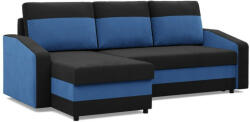 GreenSite Hewlet sarokkanapé, 2 ágyneműtartóval, szövet anyag, univerzális oldal, bonell töltet, fekete - kék - pepita - 207 346 Ft