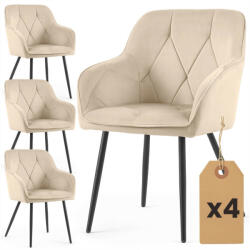 AKORD DIAMANTE kárpitozott szék bézs velúr fekete lábakkal 4 db-os szett (4xDIAMANTE-BEB)