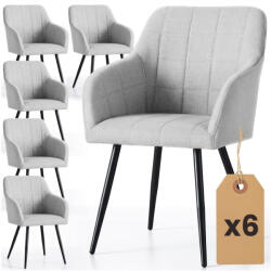 AKORD LUXANO kárpitozott szék Lumos szövet világosszürke fekete lábakkal négyzetes varrással (6xLUXANO-LGBS03)