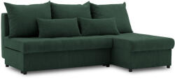 GreenSite Venezia sarokkanapé, kordbársony, univerzális oldal, hab töltet, zöld