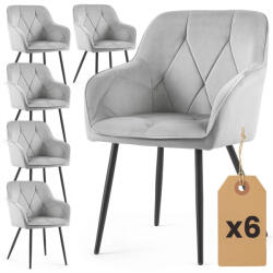 AKORD DIAMANTE kárpitozott szék welur szürke fekete lábakkal 6 db-os szett (6xDIAMANTE-GRB(1))