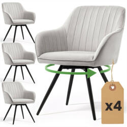 AKORD TURNO forgószék welur szürke fekete lábakkal 4 db-os szett (4xTURNO-GRB)