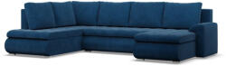 GreenSite Tokio U sarokkanapé, 3 ágyneműtartóval, kordbársony, baloldali, kék