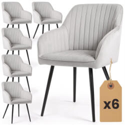 AKORD Florence Kárpitozott Étkezőszék Welúr Szürke Fekete Lábakkal 6 db (6xFLORENCE-GRB)