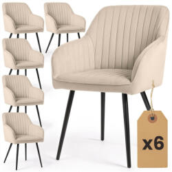 AKORD Florence Tapicerowane Étkezőszék Welur Bézs Fekete Lábakkal 6 db (6xFLORENCE-BEB)
