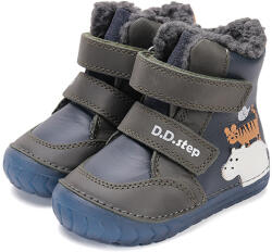 D. D. STEP pantofi pentru băieți cu căptușeală de animale și curele velcro - fluorescent albastru închis/verde (148AFC)