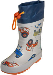 Playshoes Cizme de cauciuc băieți, gri/ bleu cu tractorase, 22/28 gri, albastru/gri (148D83)