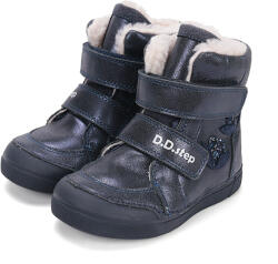 D. D. STEP pantofi pentru fete cu toc înalt cu model, căptușite cu velcro albastru închis (148D0C)