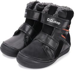 D. D. STEP pantofi pentru băieți cu curele velcro căptușite negru/portocaliu (148B2B)