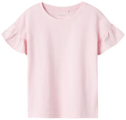 NAME IT Tricou copii, fete, mâneca scurta cu volane, alb/albastru/roz, 116/164 albastru închis (140789)
