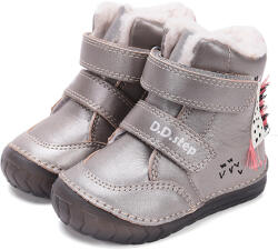 D. D. STEP pantofi de fată cu toc înalt căptușit cu velcro - fluorescent argintiu (148CF9)