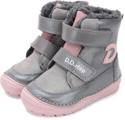D. D. STEP pantofi cu toc înalt pentru fete cu căptușeală velcro gri/roz (148D07)