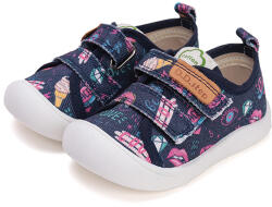 D.D.Step Pantofi sport fete, pânză, Barefoot, velcro, Bleumarin Icecream, 22-33 model albastru marin (148D4F)