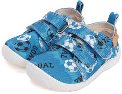 D.D.Step Pantofi sport băieți, de pânză, Barefoot, velcro, bleu fotbal, 20-30 fotbal albastru (148B6C)
