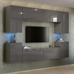 Intenso Concept-26 nappali faliszekrény sor - 240 cm (magasfényű szürke) - miniwebshop